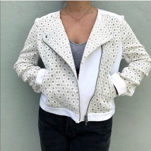 Club Monaco White Cropped Eyelet Jacket